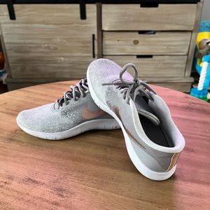 Grey and Rose Gold Detail Nike Shoes